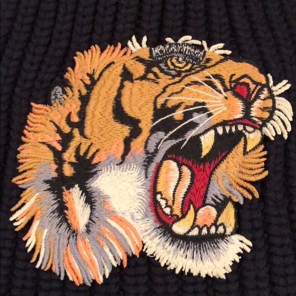 NWT Authentic GUCCI TIGER HEAD-EMBROIDERED Hat M - Picture 2 of 9